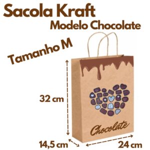 Sacola Kraft P M G 25 unidades Personalizada Sacola de Papel