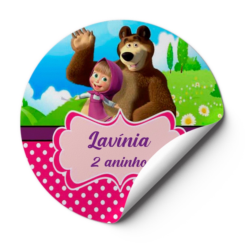 Tag Adesivos Rótulos Redondo 4X4 Festa Aniversario Desenho Infantil Rosa Rosa Ou Qualquer Outro Tema