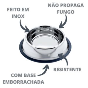 Comedouro Pote Comida Ração Água Pet Cães Gatos Vasilha Inox Antiderrapante