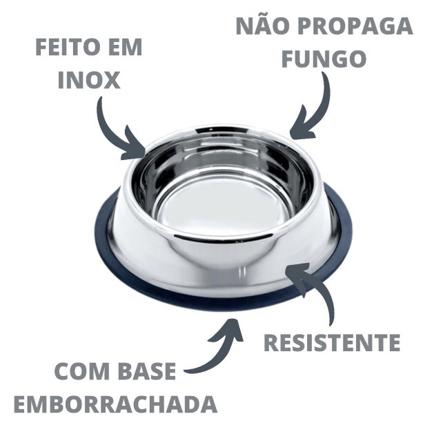 Comedouro Pote Comida Ração Água Pet Cães Gatos Vasilha Inox Antiderrapante