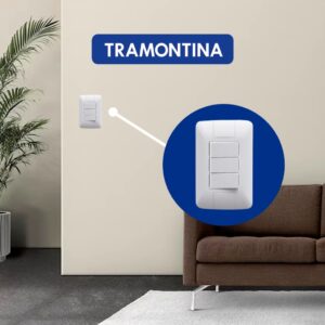Kit 5 interreuptor triplo Tramontina duas Teclas Linha Aria
