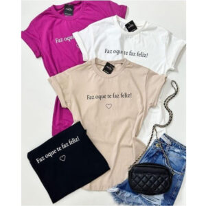 Camiseta T-shirt Feminina Estampada O que faz vc feliz