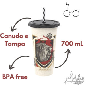 Copo Harry Potter com Tampa e Canudo 700 mL Plasútil