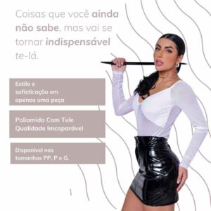 Body Tule Preto Transparente Festa Balada Feminino Blogueira Tendencia Manga Longa Envio Imediato