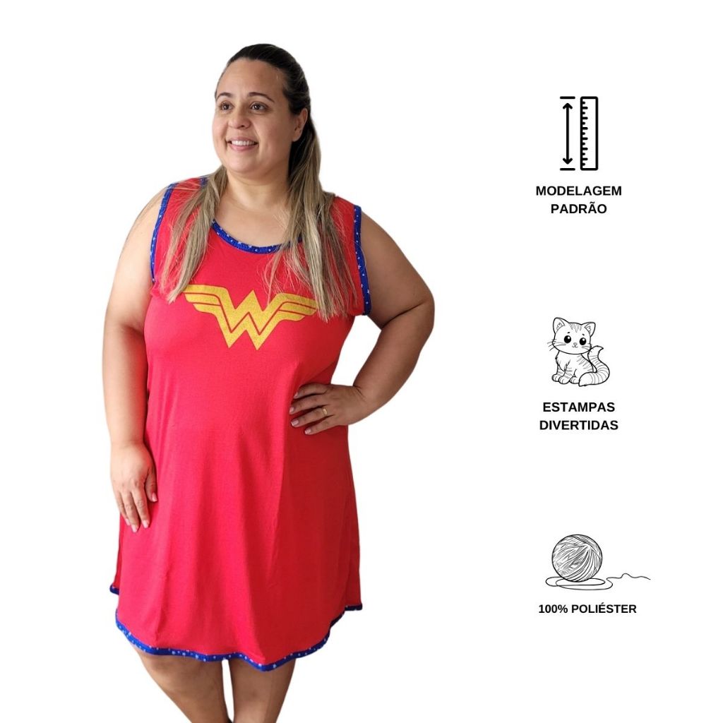 Camisola Regata Plus Size Personagem / Roupa de Dormir Plus Size / Camisão Plus Size