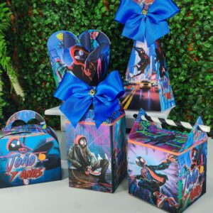 Kit Festa Homem Aranha Preto Miles Morales Caixinhas Personalizada Lembrancinha Pegue e Monte