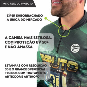 Camisa Camiseta Agro Brasil Masculino Proteção UV com Zíper Agropecuária Bruto Trator Blusa Dryfit Manga Longa Rural