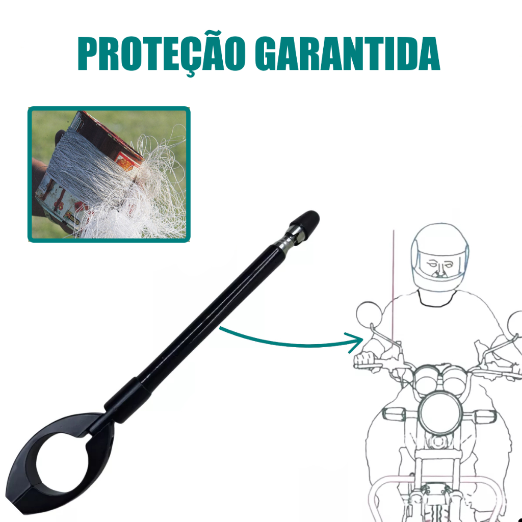 Antena Aço Inox Corta Pipa Universal Modelo Retrátil Anti Cerol Guidão Para Moto 6 Estágios