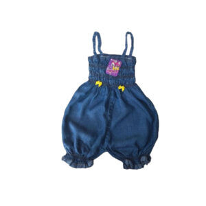 Kit Com 2 Roupinhas Vestido E Macacão Jeans Para Bebê Menina