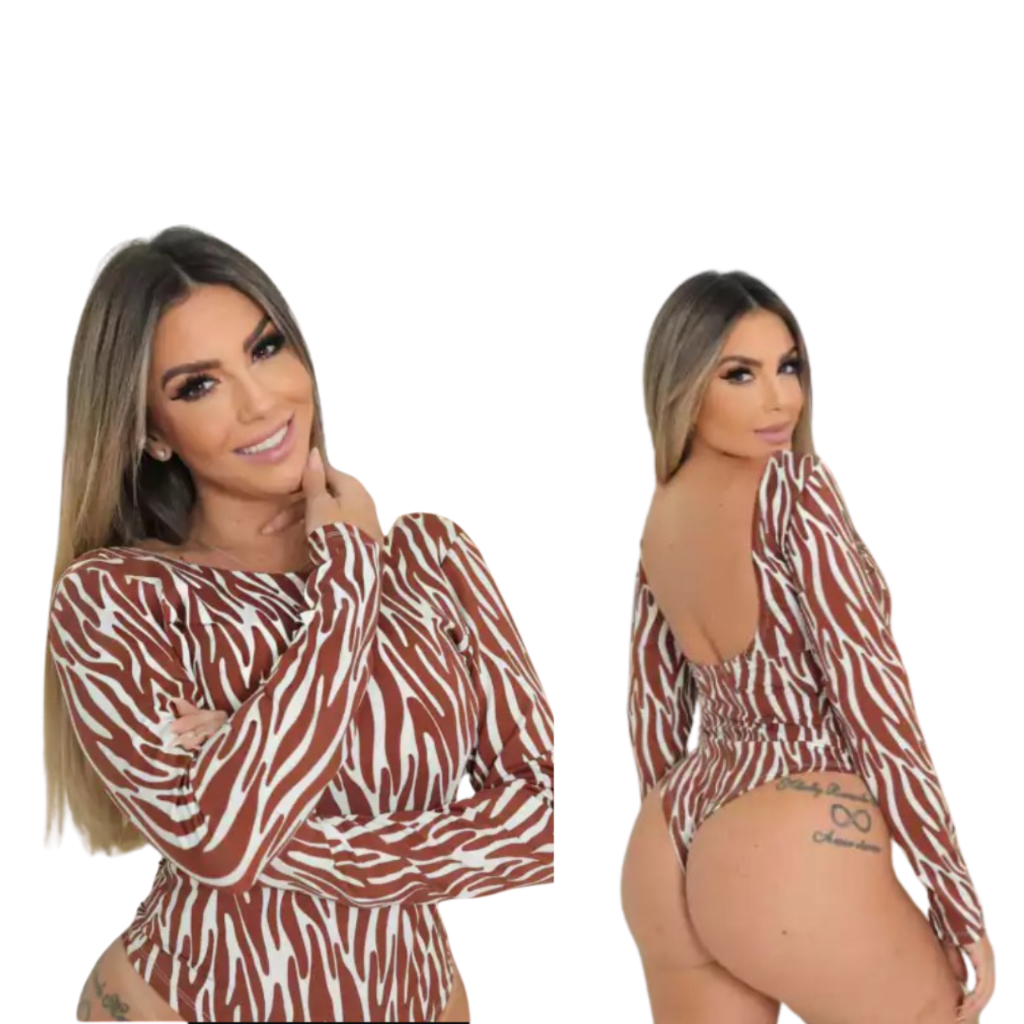 Bory Feminino Suplex Power Manga Longa Boddy Minimalista Body Elegante Inverno Outono Tecido Resistente