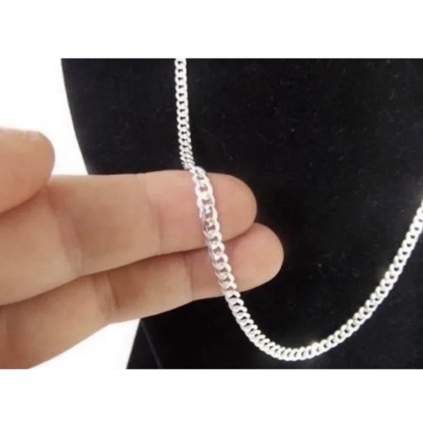 Corrente E Pulseira Banhado Prata 925 Masculina 60-70cm 4mm/Corrente Grumet/Colares Masculino