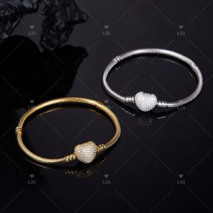 Pulseira Para Berloques Coração Cravejado