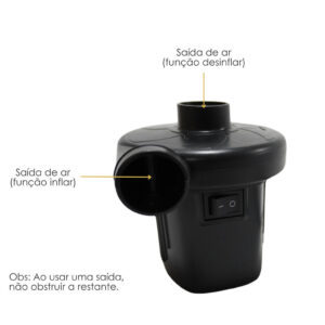 Bomba de Ar Elétrica 220V Compacta Enche e Esvazia Infláveis com 3 Bicos Perfeita para Piscinas e Colchões