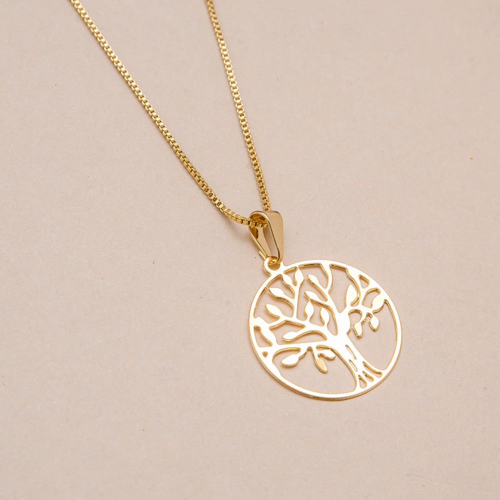 Colar Árvore da Vida com Banho em Ouro 18k
