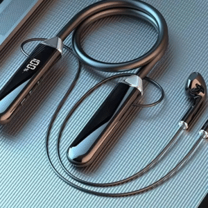 Fone De Ouvido Com Fita Magnética Sem Fio Esportivo À Prova D’água Conjunto De Fones Microfone Cartão SD