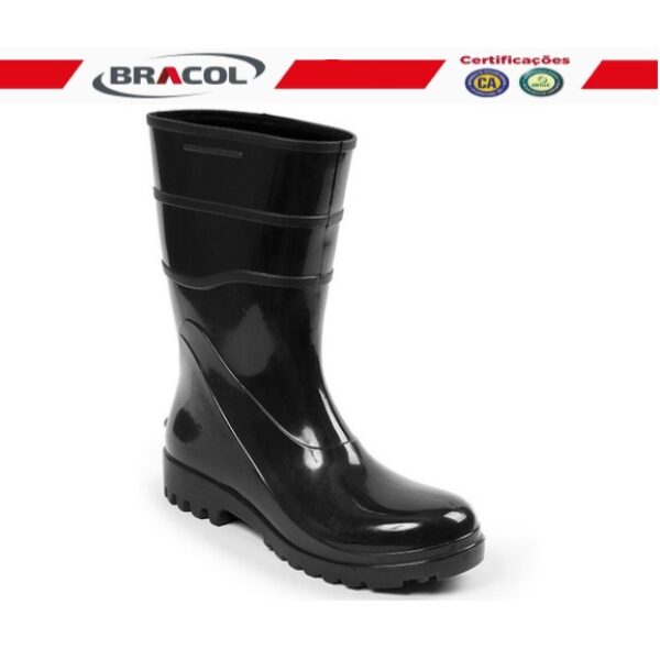 Bota de PVC Impermeável para chuva preta cano médio Bracol